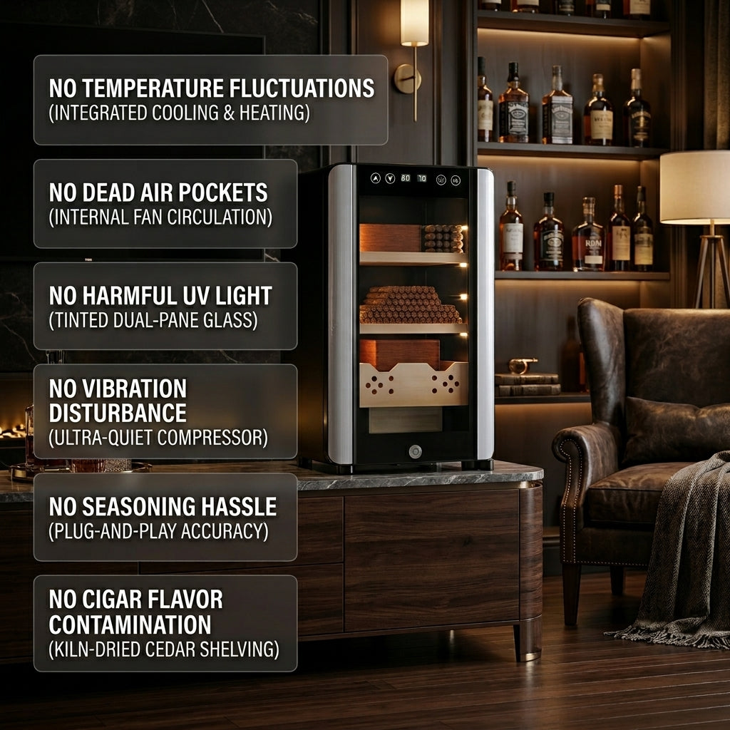 Digital cigar humidor with temperature and humidity display - precise cigar preservation system