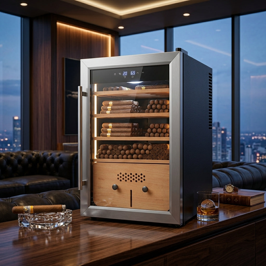 Large Capacity Cigar Humidor Fridge - 382-Cigar Compressor Cooler